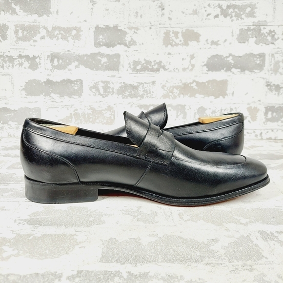 NEW Florsheim Black Leather Almond Toe Classic Slip On Loafers V548 main image 4